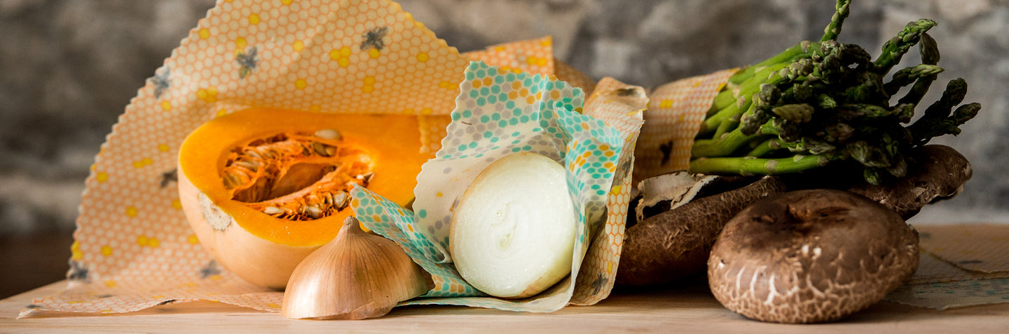 Beeswax food wraps used to preserve produce.